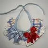 Babetes para Pets Transfronteiriços Babadores para Gatos Avental Xadrez Azul e Vermelho Gravata Borboleta Acessórios para Cachorros Lenços Atacado