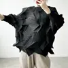 La camiseta de diseñador Miyake más vendida, de nicho, tacto de alta gama, corte irregular holgado, talla grande, camiseta tipo pullover adelgazante