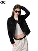 Chaqueta de mezclilla azul estilo retro americano de 11KN para hombres y mujeres, corte holgado, deconstruida con color contrastante y costuras visibles, chaqueta casual de trabajo