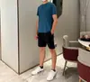 Traje Masculino de Verão com Estampa Completa de Letras B, Secagem Rápida, Seda de Gelo Refrescante, Malha Respirável, Gola Redonda, para o Dia a Dia ao Ar Livre