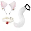 Cosplay Tiara de Orelhas de Gato Cauda de Gato Joias Feito à Mão Fofa Menina Gato Orelha de Animal Acessórios de Cabelo Conjunto de Acessórios de Cauda de Animal