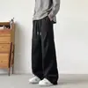 Calça Xadrez Chevron Plissada Masculina Outono/Inverno Retro Solta de Perna Reta Calça Masculina de Perna Larga Casual Pesada Longa Masculina