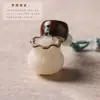 Pingente de Carro Saco da Sorte Bodhi de Jade Branco Natural para Homens e Mulheres Borla Estilo Antigo Pingente de Carro Decoração de Pingente de Carro Presente