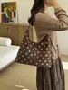 Bolso de Tote Retro de Otoño con Lunares y Lazo para Mujer, Gran Capacidad, para Viajes Diarios, Estilo Suave, Bolso de Mano Grande para el Día a Día