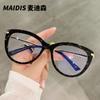 Gafas Jamie 5019 de Comercio Exterior con Montura Anti-Luz Azul y Patillas de Resorte Metálico, Montura Óptica Cat-Eye Europea y Americana para Miopía