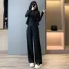 Conjunto de Tres Piezas para Mujer 2026 Primavera y Otoño Estilo de Oficina de Gama Alta Madura Camiseta de Manga Larga Gris Chaleco Pantalones de Pierna Ancha