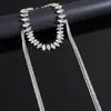 Collar de Borlas Ovalado Exagerado Incrustado de Diamantes Estilo Europeo y Americano con Diseño Único, Cadena para Clavícula con Sensación de Lujo Ligero y Gama Alta, Venta al por Mayor