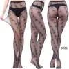 Medias de Rejilla Europeas y Americanas Medias de Red Negras Sexy de Seda con Encaje Malla Medias Jacquard con Encaje Calado Exportación