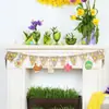 Huevo de Pascua de Madera Conejo Gallina Flor y Hierba Graffiti Pintado Virutas de Madera Festival Hecho a Mano DIY Manualidades Decorativas