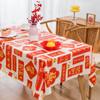 Mantel de Año Nuevo con coplas de PEVA Mantel para mesa de Año Nuevo mantel impermeable a prueba de aceite tela roja festiva para cubierta de mesa de té