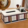Caixa de Tecido de Couro de Luxo Leve Caixa de Armazenamento Multifuncional para Controle Remoto de Mesa Caixa de Tecido para Mesa de Centro de Sala de Estar Logotipo Atacado