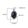 Versión Coreana Plata de Ley S925 Colgante Ovalado de Ágata Negra Moda Retro Diseño de Nicho Simple Elegante Colgante DIY