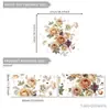 M16648 Calcomanía de Pared Decorativa Creativa de Flores de Rosa y Hojas para Sala de Estar, Dormitorio, Fondo, Embellecimiento, Decoración, Calcomanía de Pared Autoadhesiva