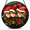 Ornamento Pendente de Vitral de Menina de Natal Decoração de Vidro para Casa Decoração de Janela Apanhador de Sol para Jardim