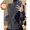 Chamarra de Yoga con Forro de Polar Otoño Invierno Cuello Alto Cremallera Ropa de Fitness Adelgazante Calidez Top Deportivo Manga Larga Chamarra de Running