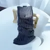Calcetines de lana de punto estilo japonés holgados para otoño e invierno, calcetines altos para mujer, rayas verticales gruesas, puño doblado, cálidos, calentadores de piernas calcetines grises, JK
