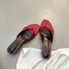 Primer encuentro: Elegantes sandalias de tacón de aguja con punta fina en color rojo estilo francés para mujer, perfectas para el verano, sandalias de tacón alto versátiles y con estilo.