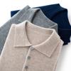 2022 outono e inverno novo masculino POLO colar fivela pura cashmere suéter solto negócio malha macia
