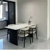Conjunto moderno minimalista de mesa de comedor y sillas de color sólido tipo pizarra para casas pequeñas, combinación rectangular de mesa de comedor y sillas estilo italiano