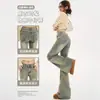 Pantalones Acampanados Color Barro Amarillo para Mujer 2025 Tendencia Nuevo Otoño e Invierno Retro Americano No Ajustados de Tiro Bajo Jeans Acampanados