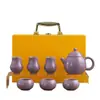 Bule Ru Kiln Azul-Céu com Esmalte Craquelado, Bule Cerâmico Doméstico para Preparar Chá, Bule Individual para Beber Chá, Conjunto de Chá Kung Fu Estilo Chinês, Presente