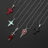 Joyería Transfronteriza Europea y Americana Cadena de Cuentas de Plata Punk Oscuro Cruz de Estrella Azul Espada de Cristal Rojo Calavera Decoración Estilo Fresco de Nicho