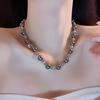 Collar de perlas de color mezclado gris jaspeado moderno y fresco de alta calidad para mujer, collar de nicho de lujo ligero, cadena para suéter retro elegante, cadena para clavícula