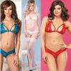 Ropa interior sexy europea y americana de encaje transparente, conjunto de tres piezas de tentación, comercio exterior, punto estable al por mayor, mono sexy