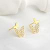Pendientes de mariposa con diamantes para mujer, nuevos pendientes de plata de ley 925, elegantes, pequeños y sencillos, combinables con todo, de Super Fairy, 2023