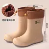 Botas Blancas Impermeables con Cordón para Mujer Primavera/Verano Botas de Lluvia Exquisitas Zapatos de Goma Antideslizantes para Viajes Urbanos Zapatos de Agua Banda Elástica para Mujer Botas de Agua