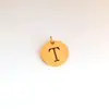 Pendente de Aço Inoxidável Vazado Redondo com 26 Letras para Colar DIY - Moda Simples