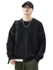 Ropa de Hombre Fengshe / Suéter de Punto Falso de Dos Piezas para Hombre Otoño e Invierno Cuello Redondo Holgado Jersey Suéter de Lana Costura Expuesta Retro Japonés