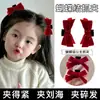 Grampo de Cabelo Vermelho de Ano Novo para Crianças Estilo Chinês Acessórios de Cabelo de Ano Novo Estilo Antigo Dinastia Han Clipe com Franja Grampo de Cabelo para Menina Adorno de Cabeça