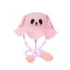 Sombrero de paja para niños con orejas rojas de internet que se mueven, sombrero para el sol luminoso de conejo de dibujos animados lindo ligero, sombrero para el sol de ala ondulada