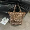 Bolso de mujer de gran capacidad, nuevo y moderno 2026, otoño vintage, nicho, estampado de leopardo, bolso tote para el día a día, bolso de mano, bolso de hombro