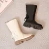 Botas de Cuero de Media Caña de Moda para Niñas 2026 Otoño/Invierno Nuevo Estilo Lazo Estilo Princesa Botas Largas Suela Suave Antideslizante Moda Botas para Niños