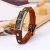 Pulsera de Aleación y Cuero Estilo Nuevo Europeo y Americano, Pulsera Punk Ajustable de Cuero Genuino Europeo y Americano