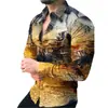 Comercio Exterior Europeo y Americano Camisa Estampada 3D para Hombre Primavera y Otoño Nuevo Estilo Casual de Moda Camisa de Manga Larga para Hombre Talla Grande Camisa Venta al por Mayor