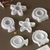 Amapola DIY Resina de Cristal Yeso Estrella de Mar Concha Pez Pequeño Portavelas Serie Oceánica Molde de Silicona