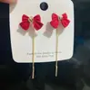 Brincos de argola com agulha de prata 925 e borla longa, design de laço de alta qualidade, brincos com incrustação de diamante, brincos de corrente, brincos para mulheres