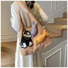 Bolsa de Felpa para Mujer 2025 Otoño Nuevo Linda Caricatura Bolso de Hombro Estilo Dulce Bolsa Tote Gran Capacidad Bolsa para Viajes
