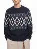 Suéter de Mezcla de Lana Tejido con Color Fair Isle, Nuevo Otoño/Invierno 2026, para Hombre, Holgado, Cálido, Tejido