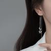 Nalan Plata S925 Estrella Luna Borla Alambre Largo para Oreja Elegantes Aretes de Verano para Mujer Estilo Coreano G9951