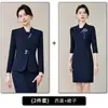 Elegante Vestido Blazer Formal de Anfitriona Nuevo Estilo Chino Conjunto de Dos Piezas Traje Profesional Azul para Mujer