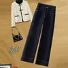 Jeans skinny de cor chá frio para mulheres, novo modelo de verão 2026, cintura alta, modelagem que afina, para baixinhas, calça cropped wide leg