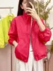 Chaqueta Corta de Primavera y Otoño 2026 con Cuello Alto, Cremallera y Dobladillo con Cordón, Chaqueta Casual Versátil Cómoda de Manga Larga para Mujer