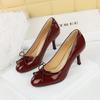 6682-2 Zapatos de Tacón Alto de Punta Redonda con Lazo para Mujer, Zapatos de Boca Baja para el Trabajo Diario, Zapatos Slip-on para Mujer, Ajuste Delgado