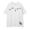 Ropa para Hombre Ins Retro Americano Camiseta Negra de Manga Corta con Hombro Caído, Estampado de Caballo en Racimo y Diseño de Letras, Peso Pesado Holgada Estilo High Street
