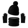 Nuevo conjunto de tres piezas de gorro, bufanda y guantes de invierno gruesos con forro polar de lana de punto cálido para niños transfronterizos