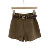 Shorts Casuais Feminino 2024 Início do Outono Novo Estilo Coreano Ins Retro Preto Elegante Cintura Alta Calça Vestido Perna Larga Hot Pants